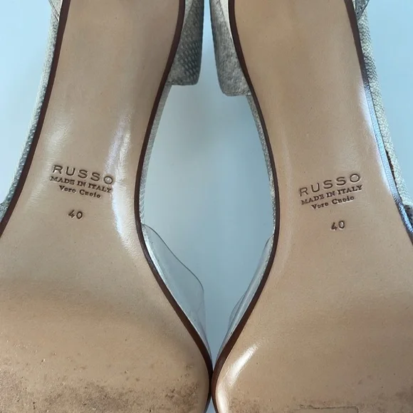 FRANCESCO RUSSO Paris Leather Plexi Pumps Heels. 40. - Picture 8 of 11